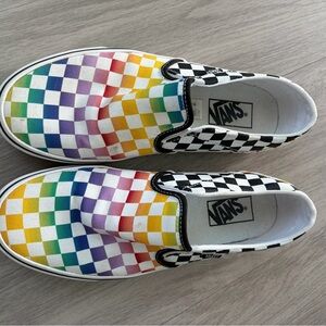 Vans Rainbow Checkerboard Slip-On Shoes